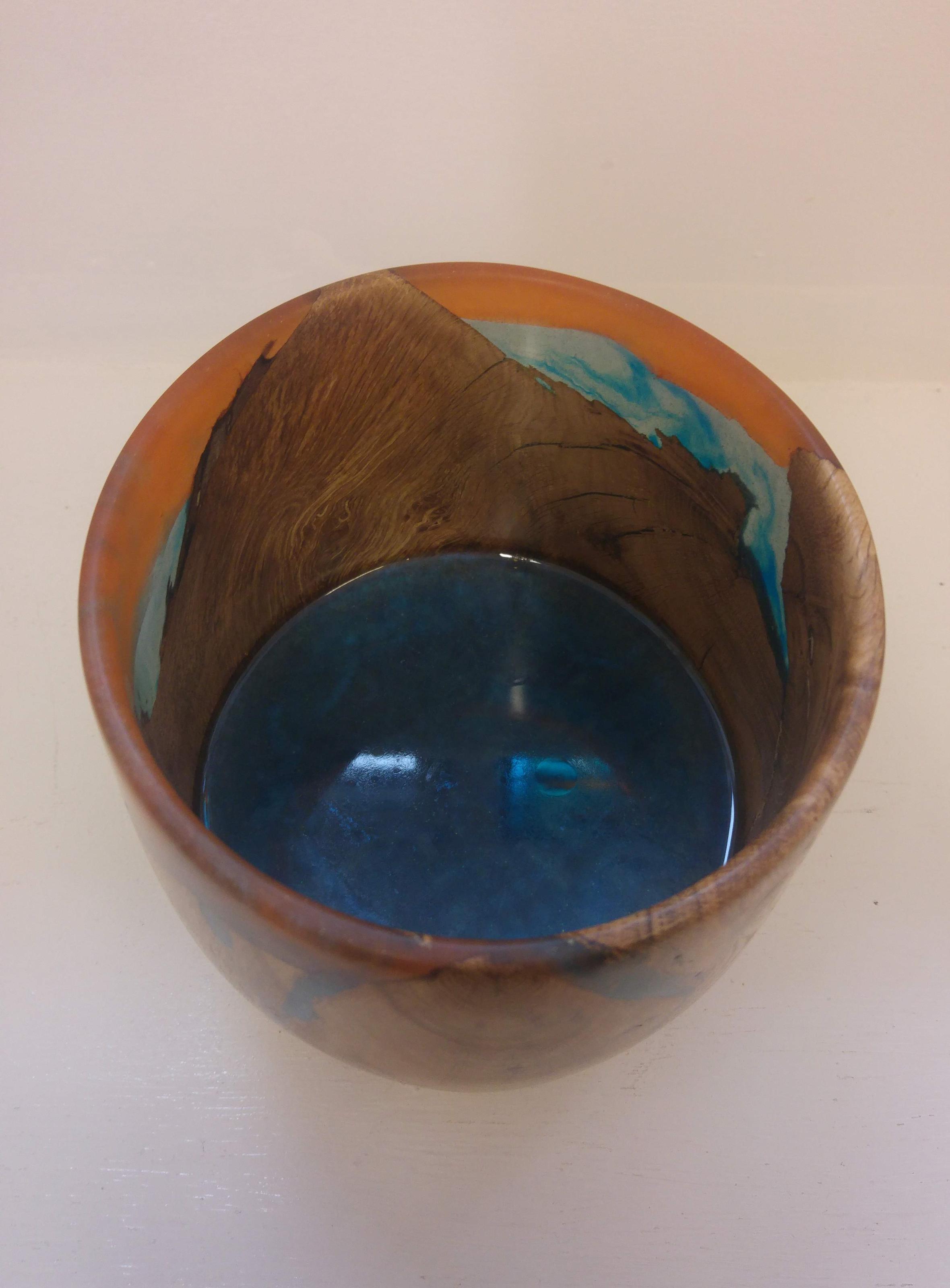 Holm Oak and Turquoise Resin Bowl