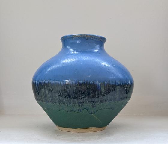 Light Blue Pot Belly Vase
