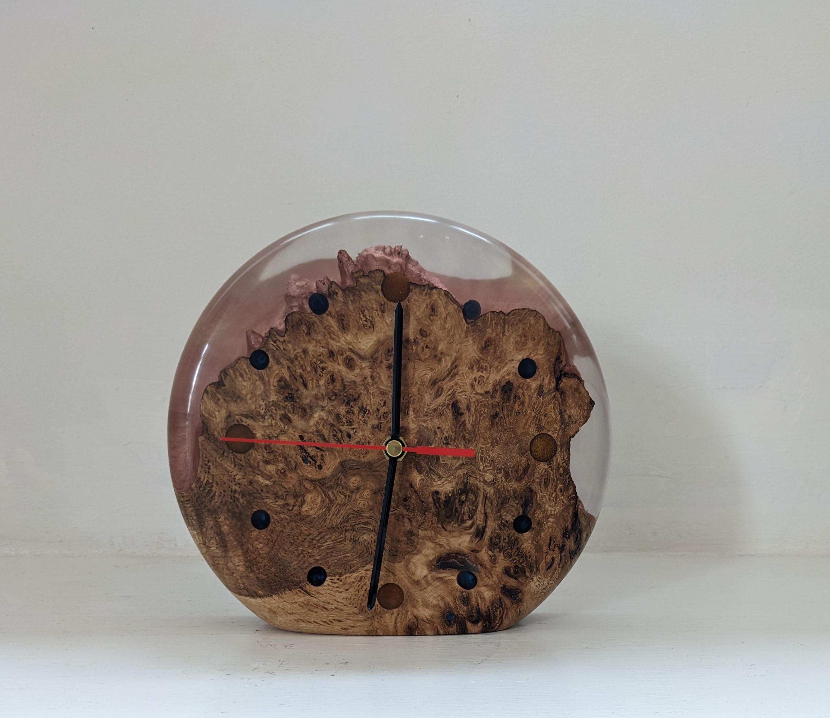 Brown Oak Burr Standing Clock