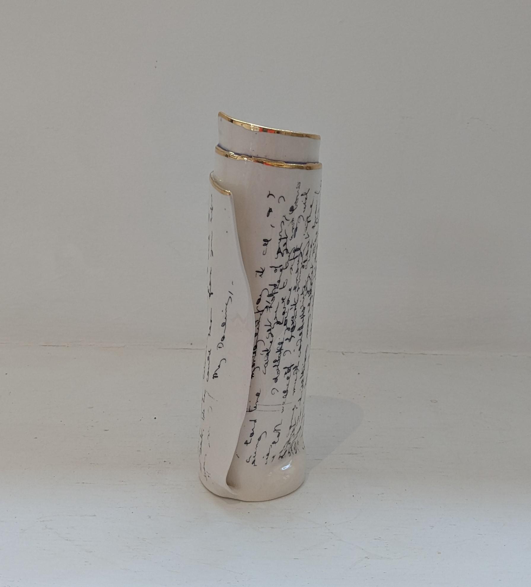 Large Purple Script Scroll Bud Vase