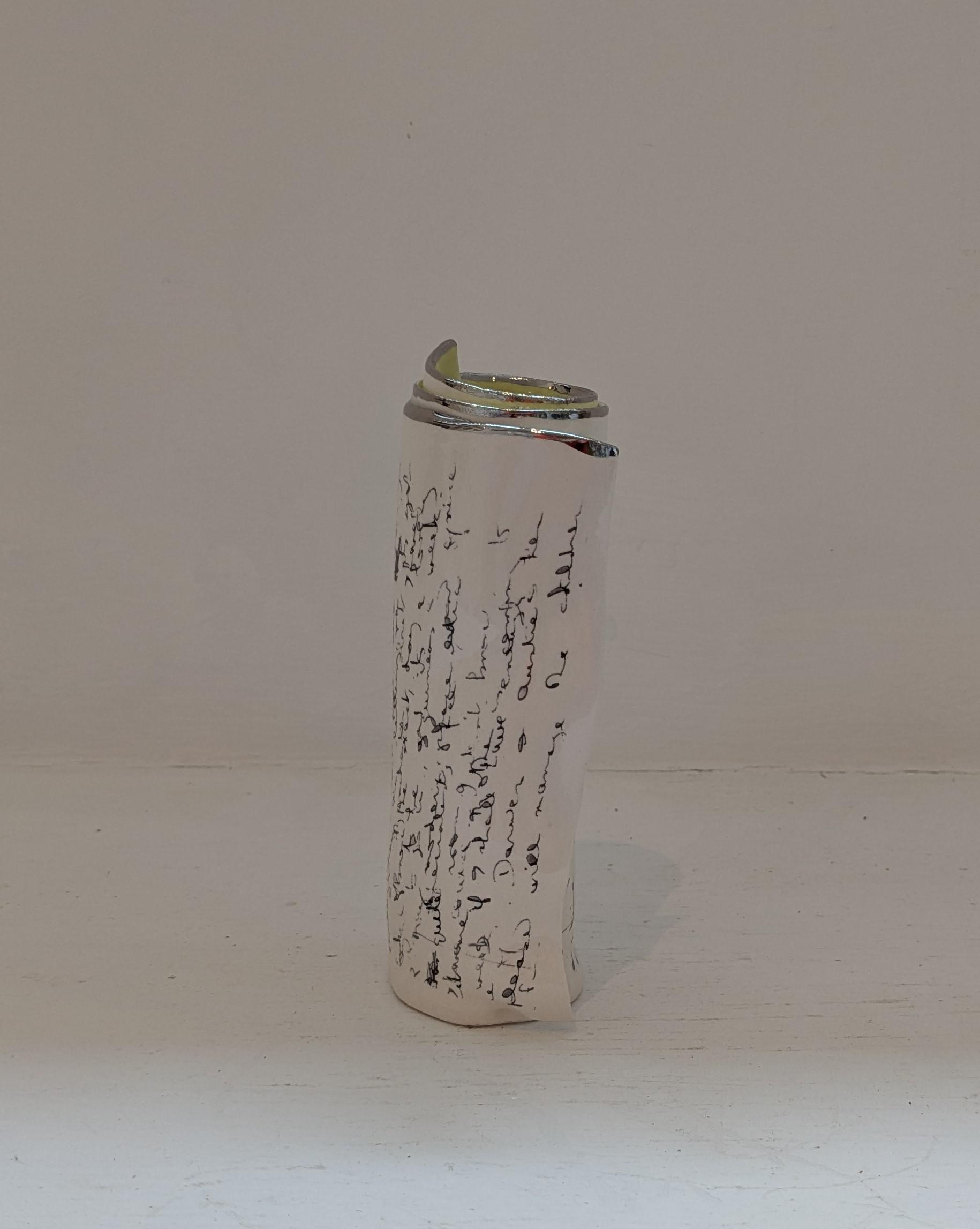 Medium Green Script Scroll Bud Vase