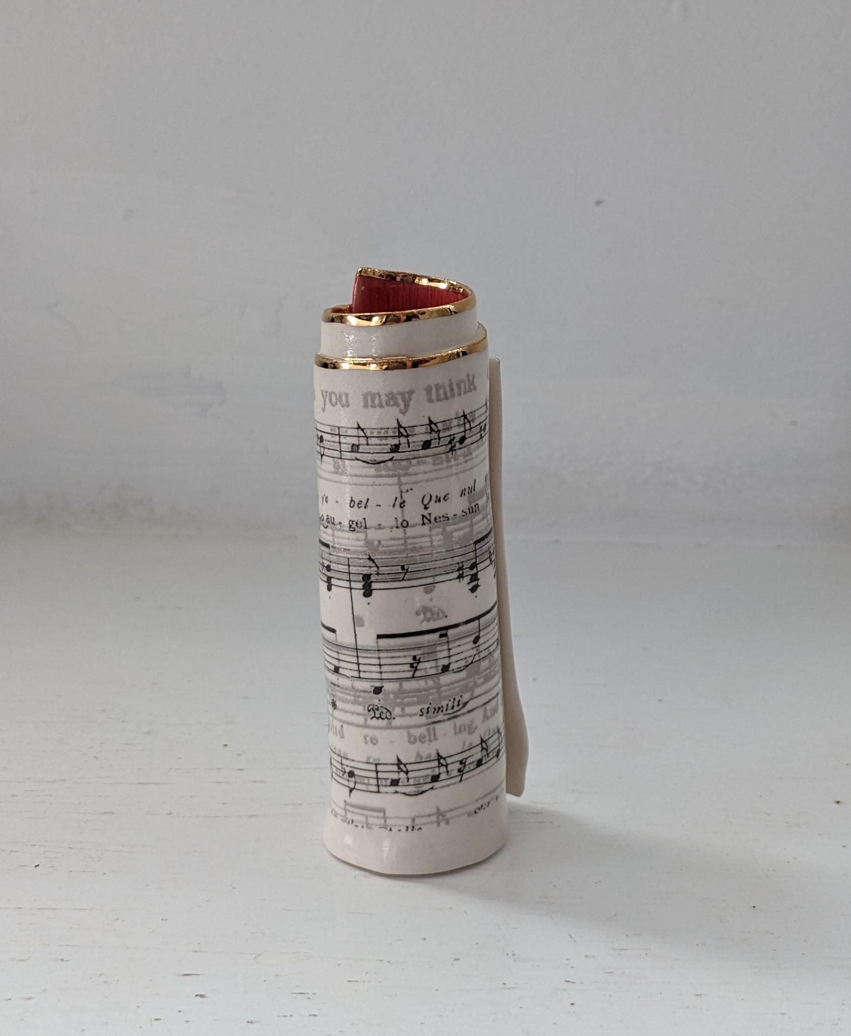 Small Red Music Scroll Bud Vase