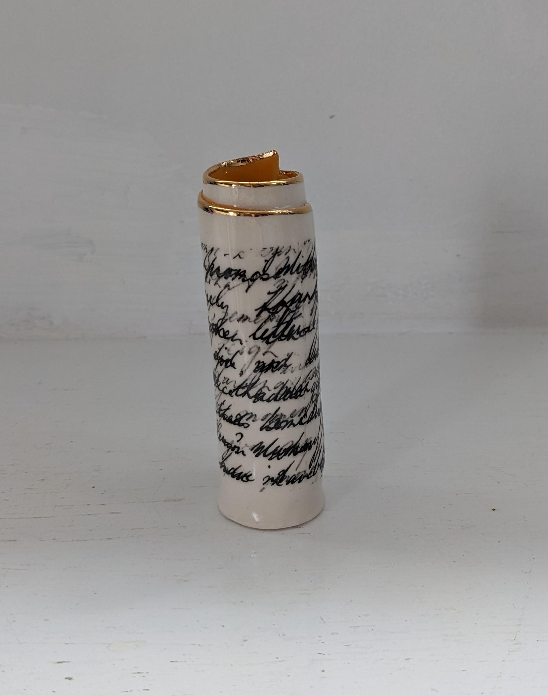 Small Orange Script Scroll Bud Vase