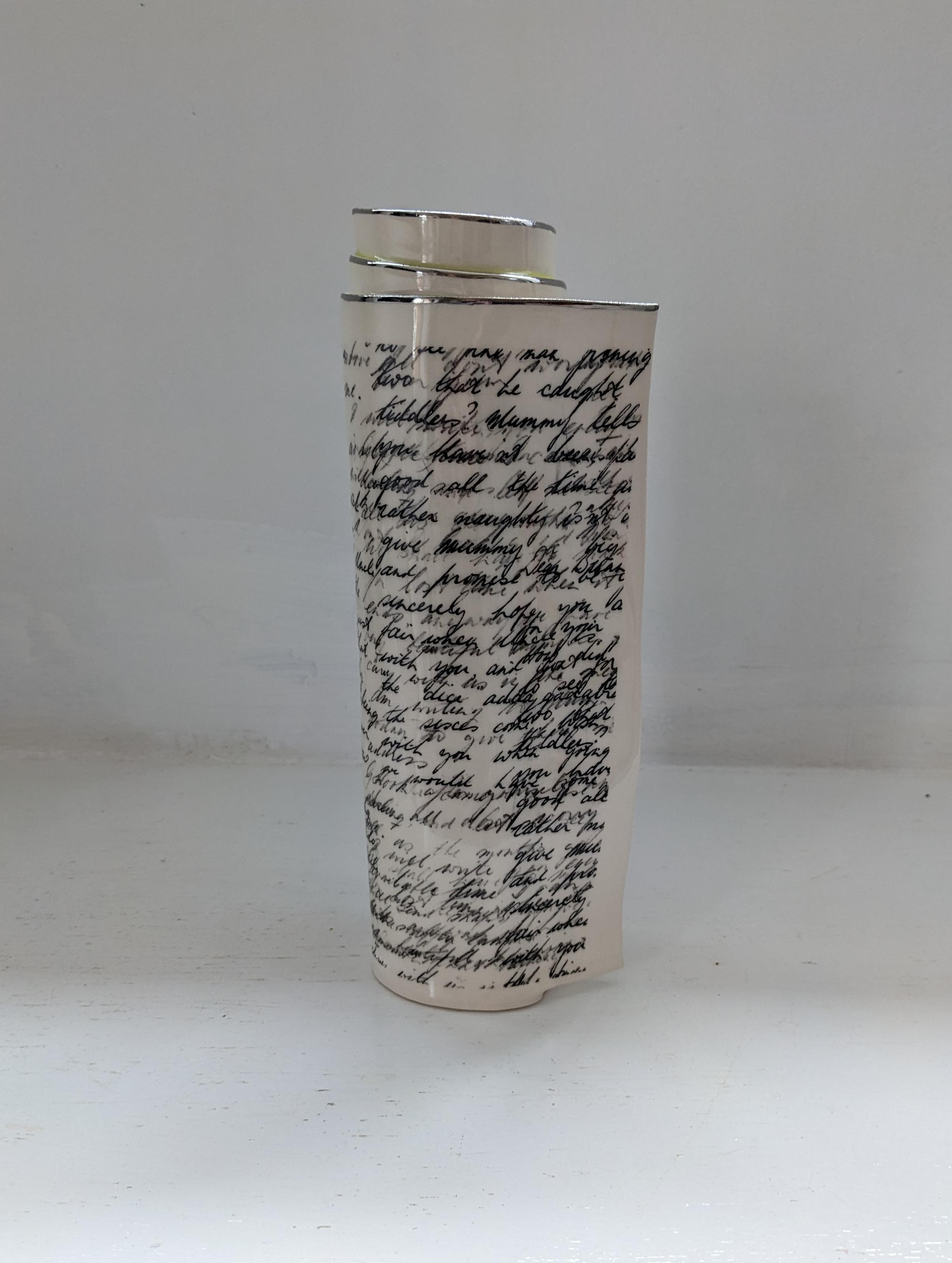 Extra Large Green Script Scroll Bud Vase