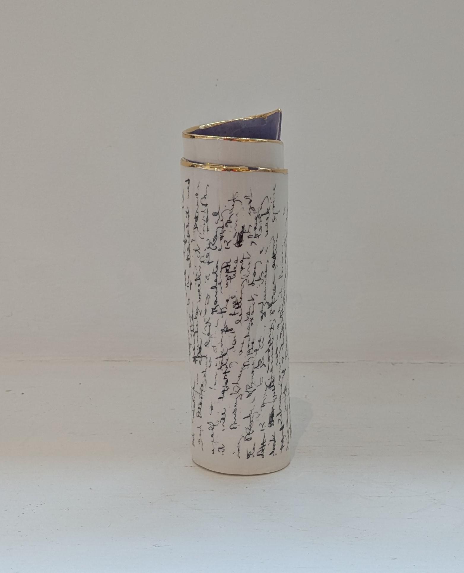Large Purple Script Scroll Bud Vase