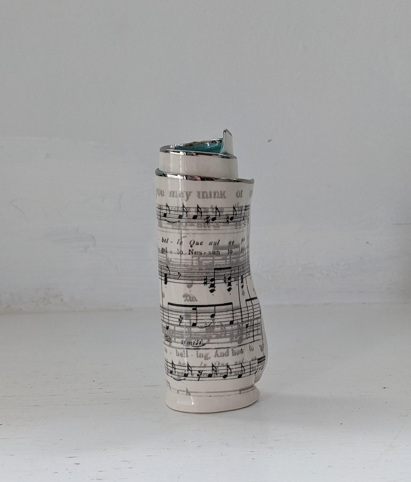 Small Turquoise Music Scroll Bud Vase