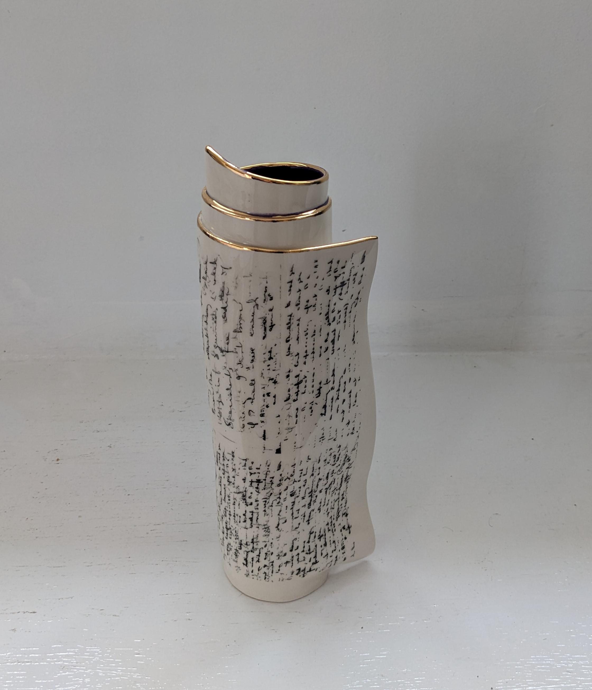 Extra Large Purple Script Scroll Bud Vase