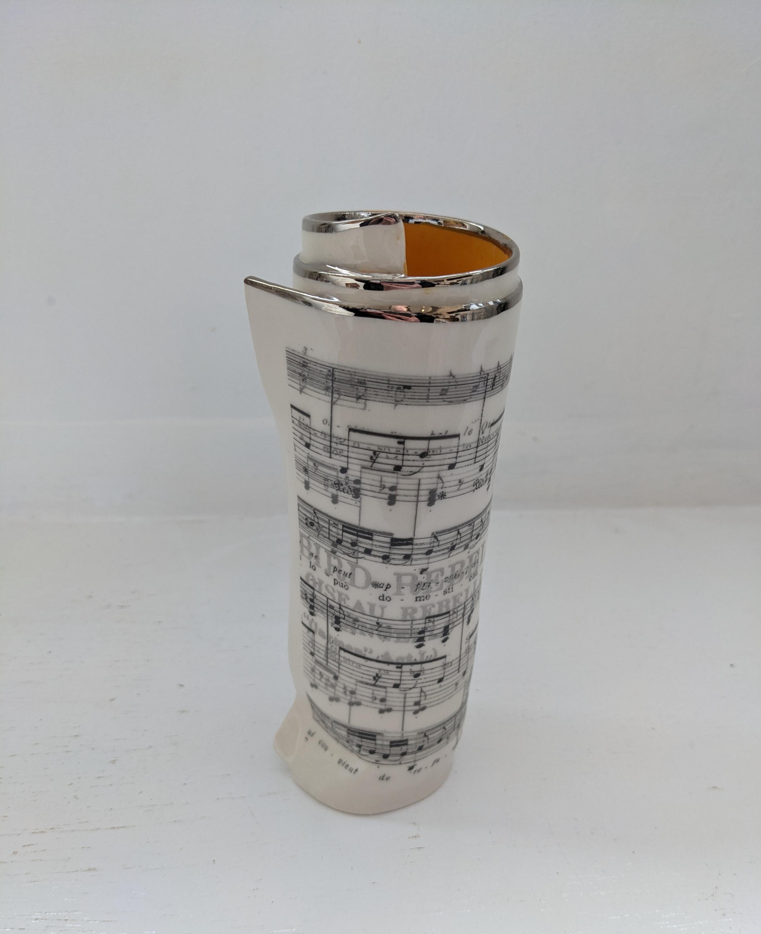 Large Orange Music Scroll Bud Vase