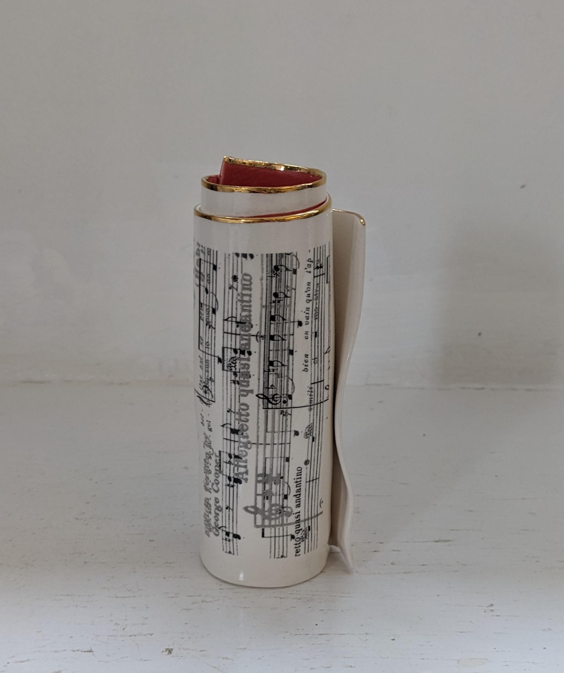 Medium Red Music Scroll Bud Vase