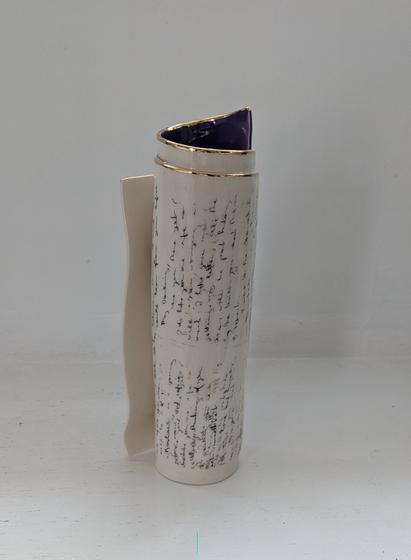 Extra Large Purple Script Scroll Bud Vase