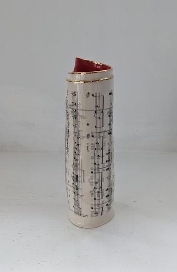 Large Red Music Scroll Bud Vase