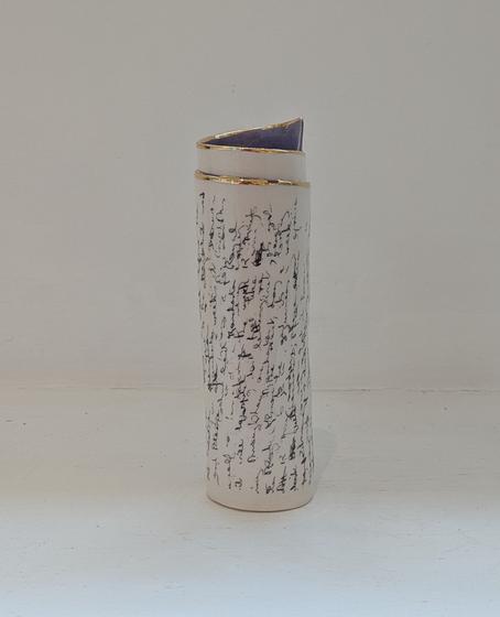 Large Purple Script Scroll Bud Vase