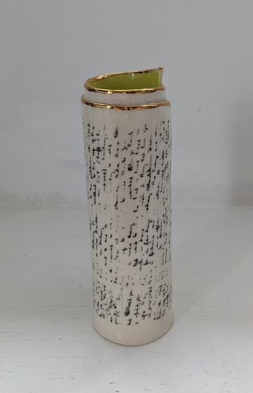 Large Green Script Scroll Bud Vase
