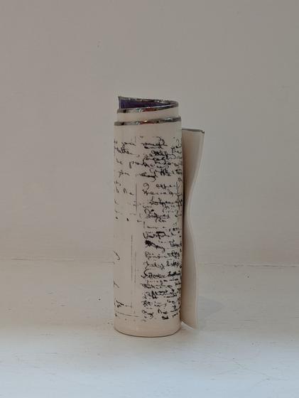 Medium Purple Script Scroll Bud Vase