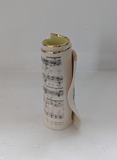 Medium Green Music Scroll Bud Vase
