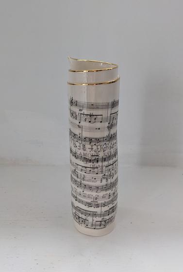 Extra Large White Music Scroll Bud Vase