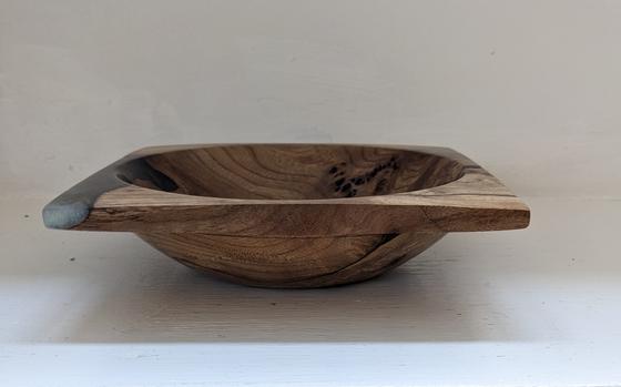 Elm Burr and Resin Square Bowl