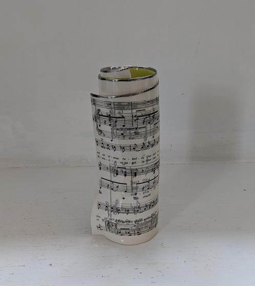 Large Green Music Scroll Bud Vase