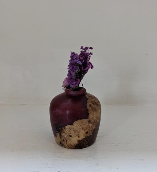 Oak and Pink Resin Bud Vase
