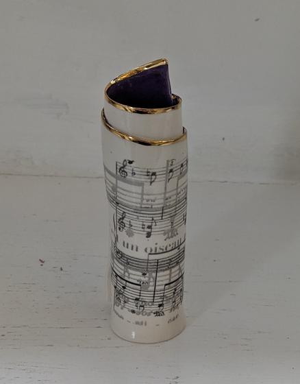 Small Purple Music Scroll Bud Vase