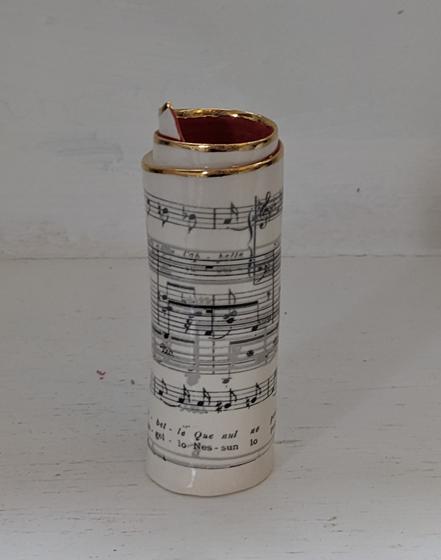 Small Red Music Scroll Bud Vase